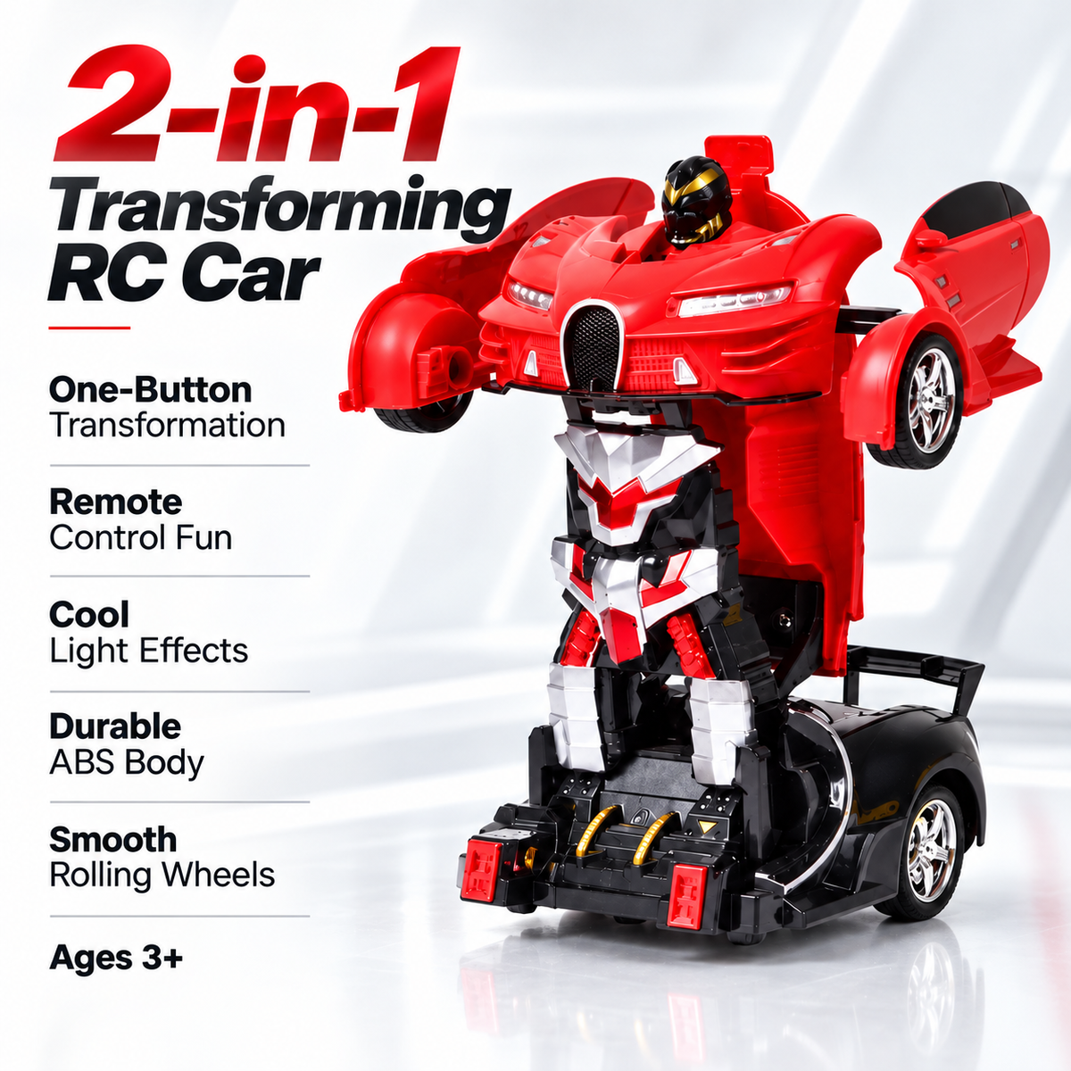Remote Control Transformer Car LED Robot Car Toy for Kids