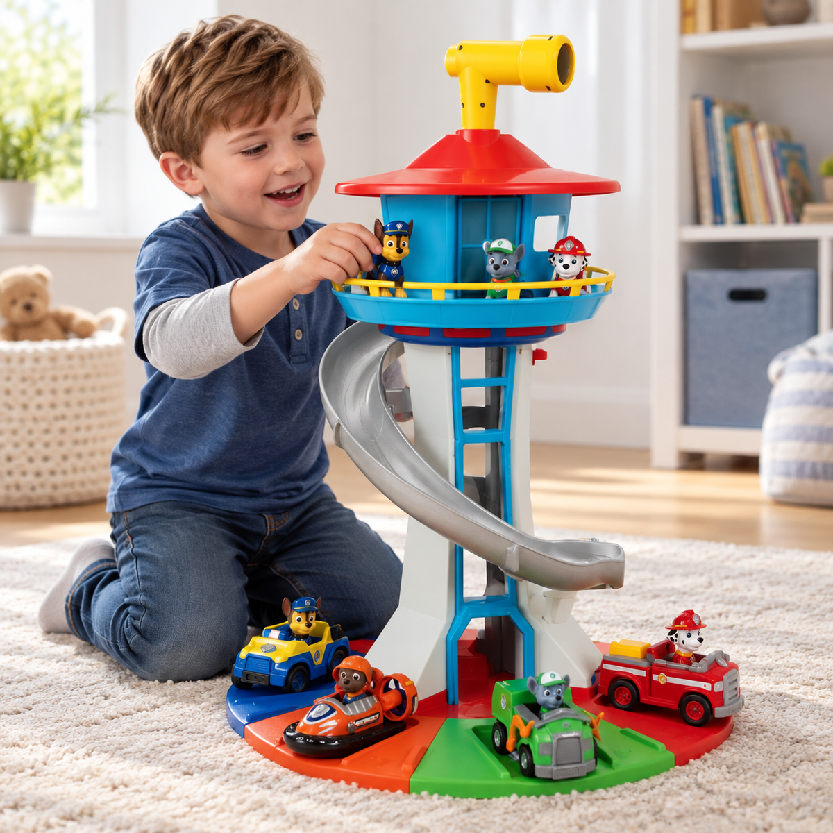 Toy Car Play Tower with Slide Kids Learning Playset