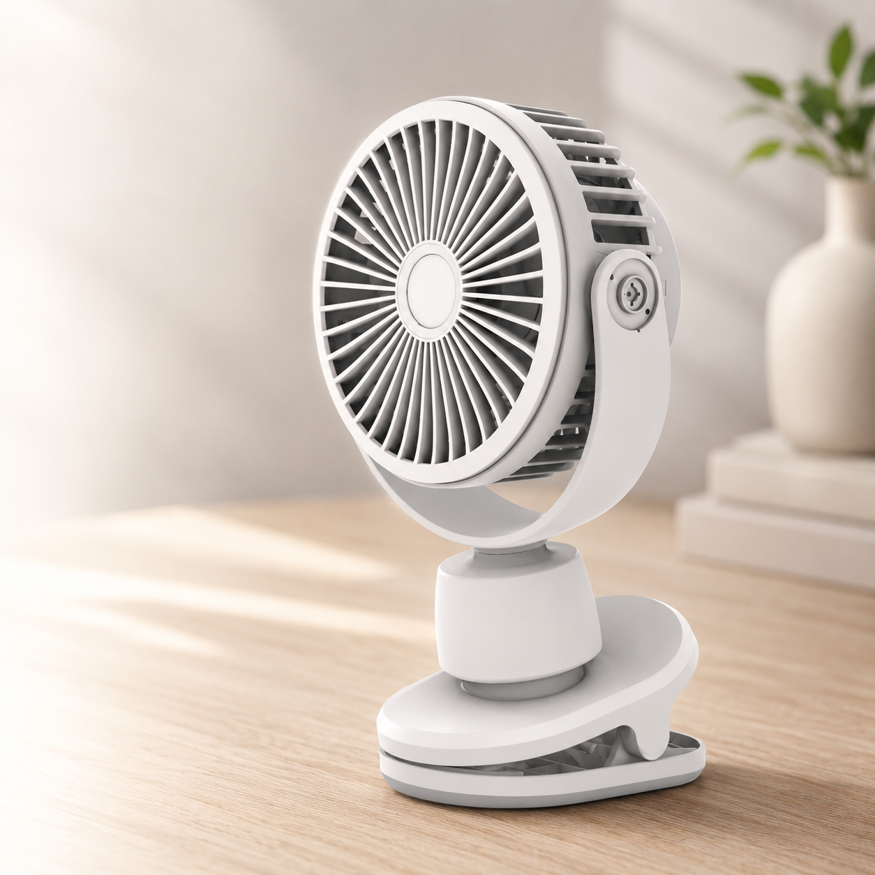 Rechargeable Clip-On Portable Desk Fan 4-Speed Quiet 10000mAh Battery
