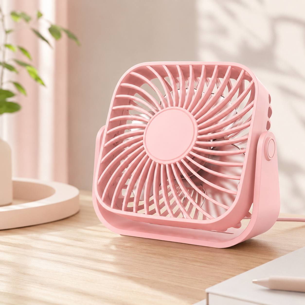 USB Mini Portable Desk Fan 4 Inch 3 Speed Quiet 360 Adjustable