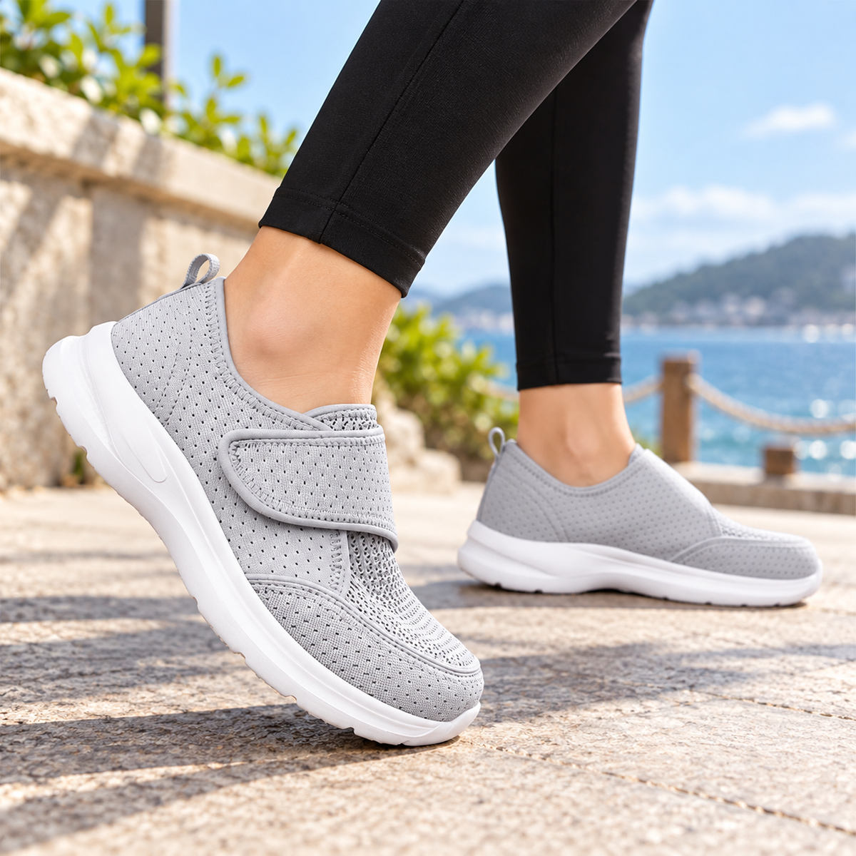 Women's Wide Fit Adjustable Trainers for Swollen Feet