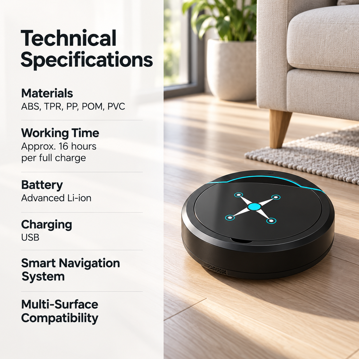 Robot Vacuum Cleaner and Mop Automatic Self-Charging