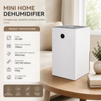 Silent Home Dehumidifier, Household Moisture Absorber & Air Dryer for Bedroom & Living Room