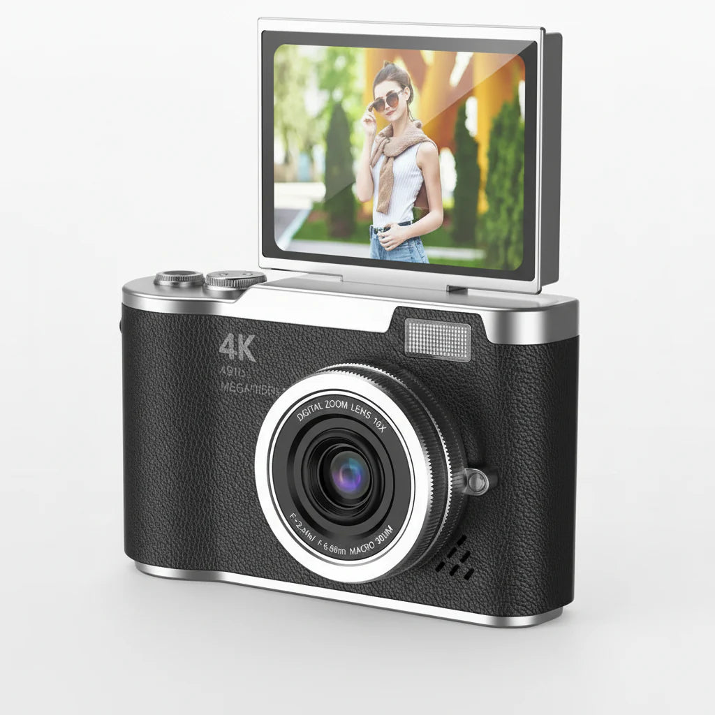 4K Digital Camera with Flip Screen 48MP Compact Vlogging Camera