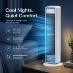 Bladeless Tower Fan, Rechargeable Oscillating Desktop & Wall-Mount Cooling Fan with Remote