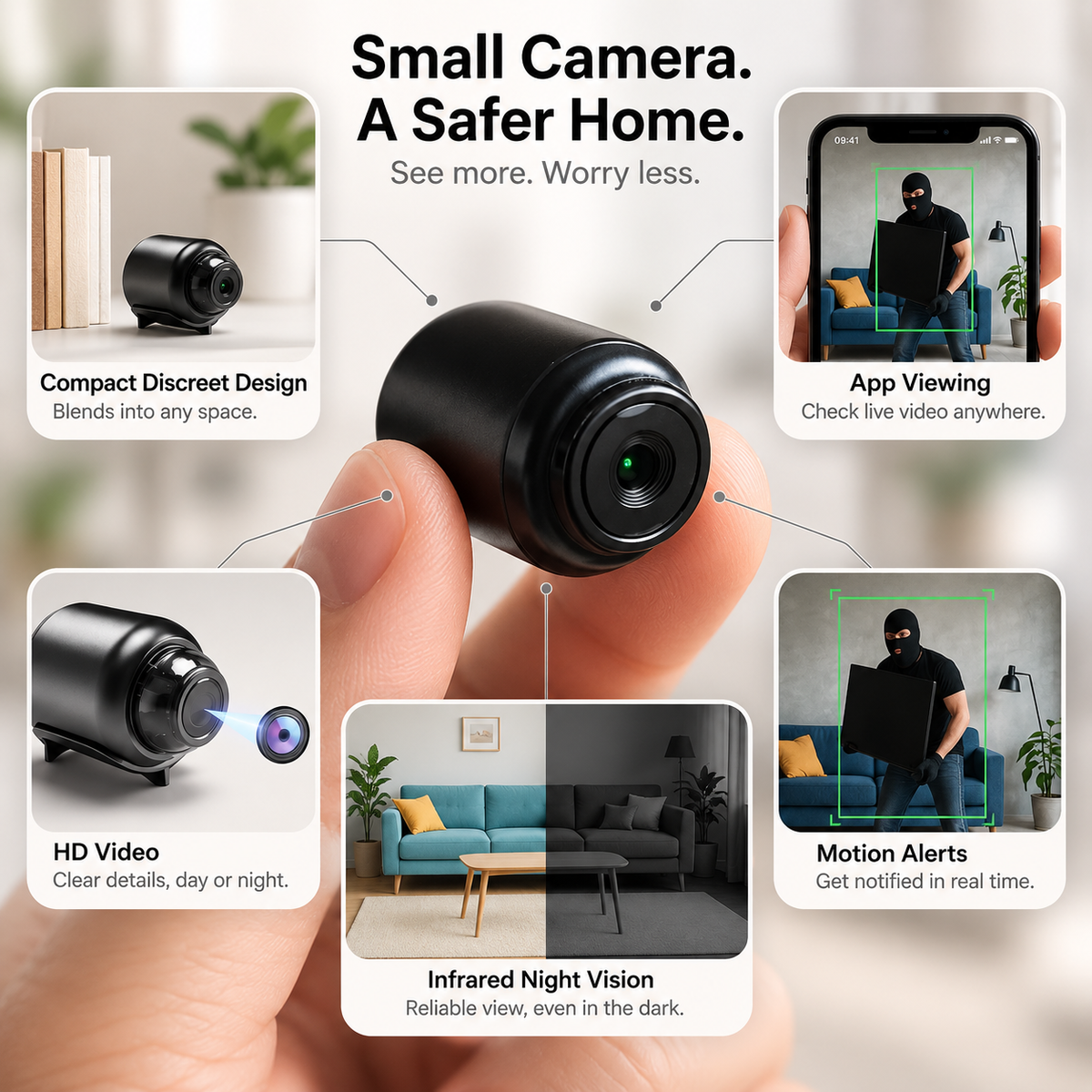 Mini Wireless Spy Camera Nanny Cam with Night Vision
