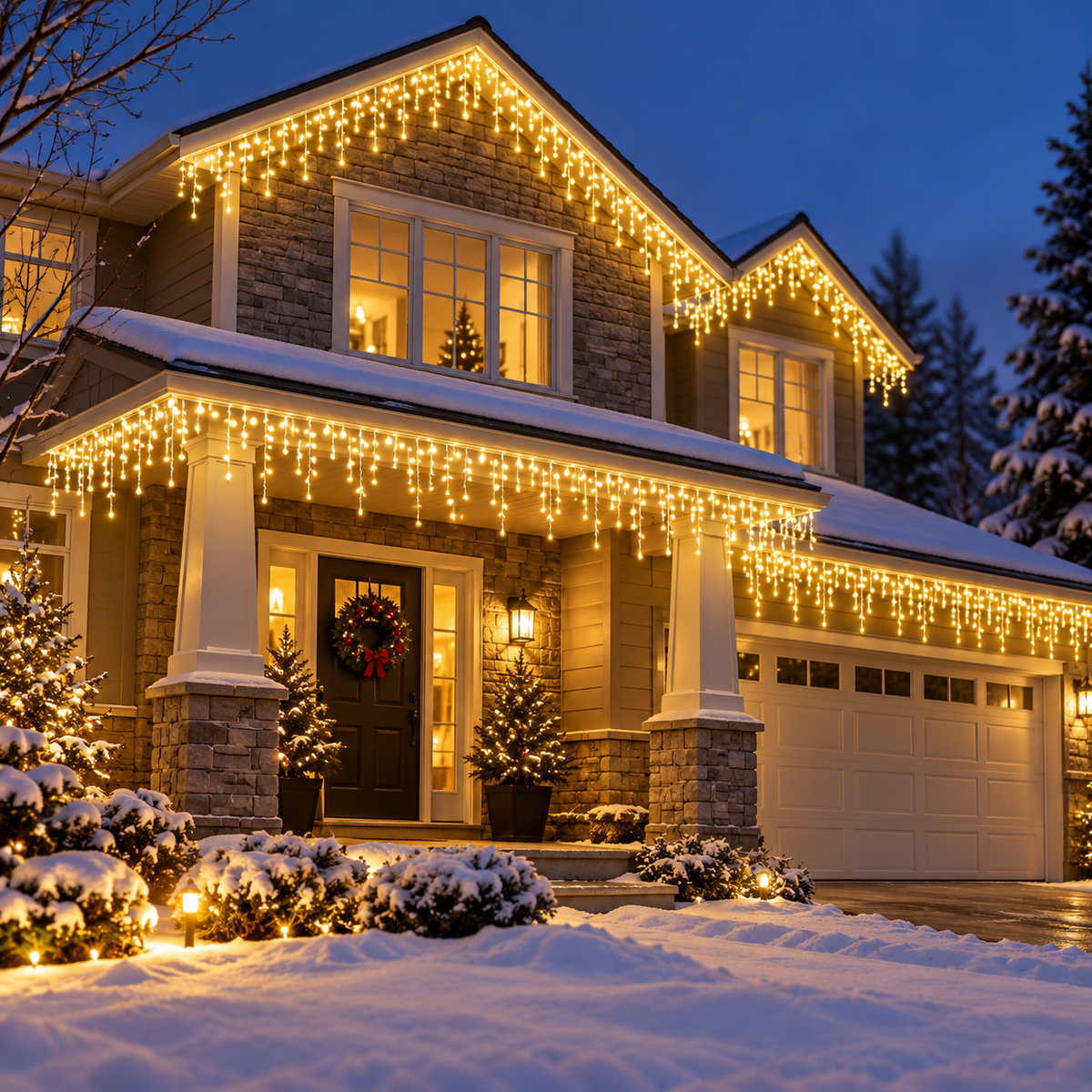 LED Curtain Lights Outdoor Warm White Waterproof