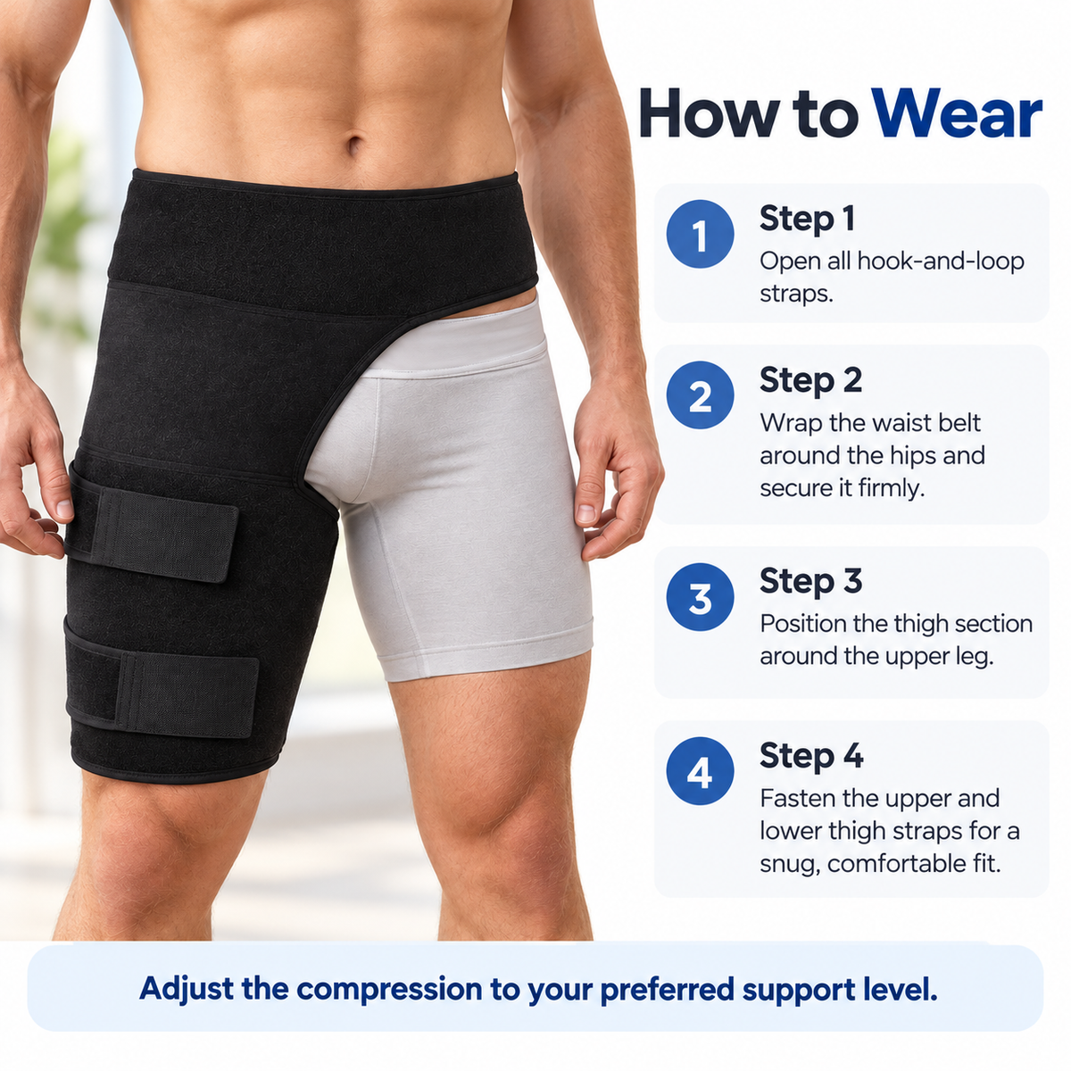 Hip Stabiliser Groin Brace Adjustable Support Strap Unisex