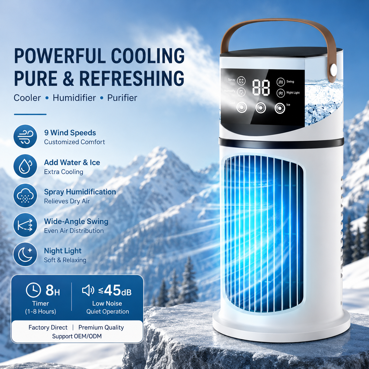Portable Mini Tower Evaporative Air Conditioner Cooler Humidifier Fan