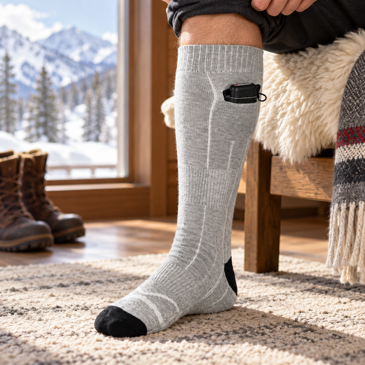 Heated Socks Rechargeable Electric Warm Socks for Men Women Ski