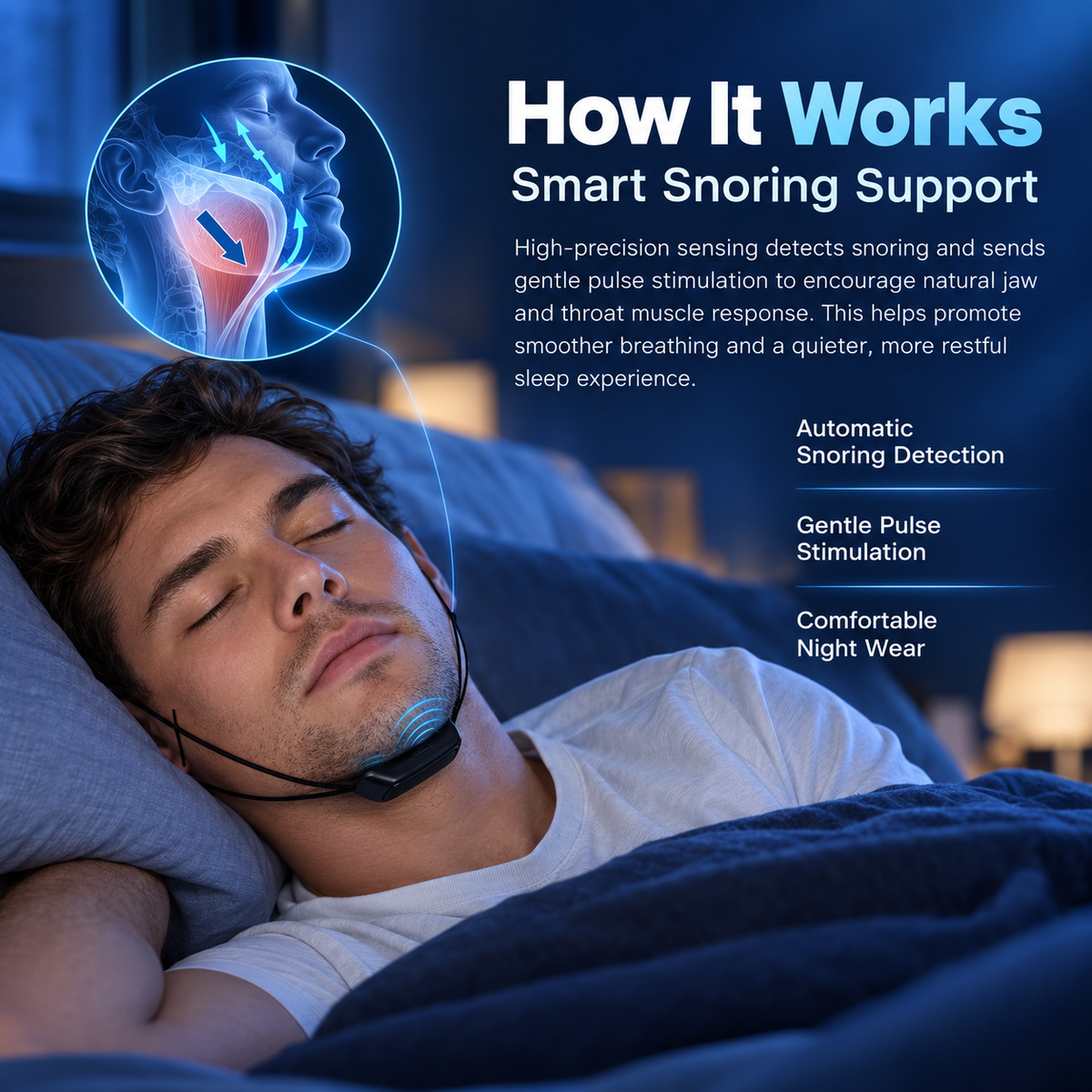 Smart Anti Snoring Device EMS Muscle Stimulator Sleep Aid