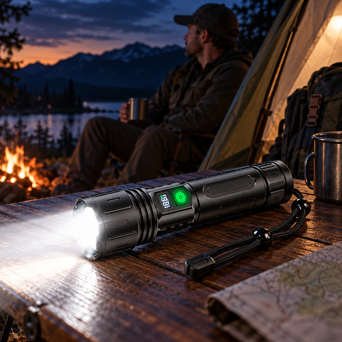 100000 Lumen Tactical Flashlight Rechargeable LED Torch Powerful