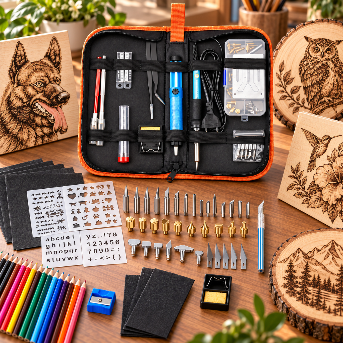 Pyrography Wood Burning Kit Pen Set with Tips for Crafts
