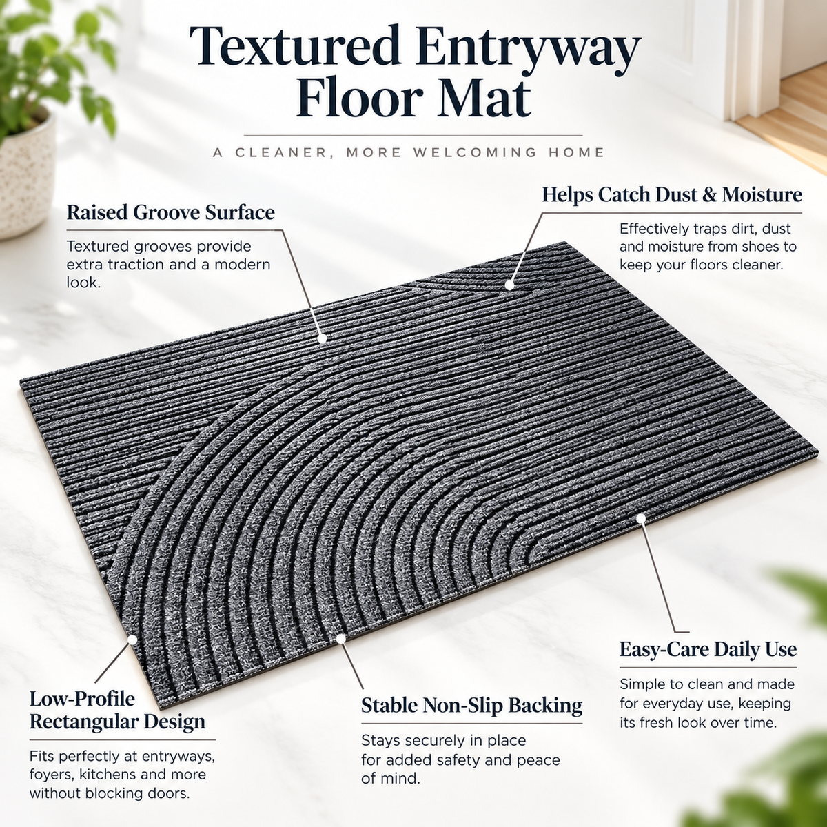Non Slip Door Mat Indoor Outdoor Heavy Duty Dirt Trap Mat