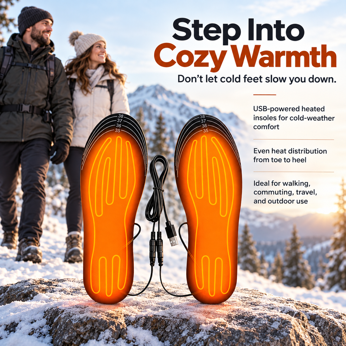 Rechargeable Heated Insoles Thermal Shoe Inserts for Boots