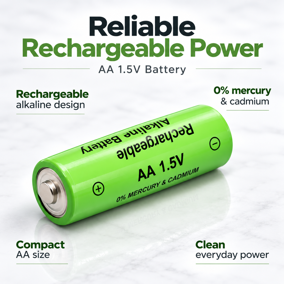 Rechargeable AA Batteries 2 Pack Eco Long Lasting Cells