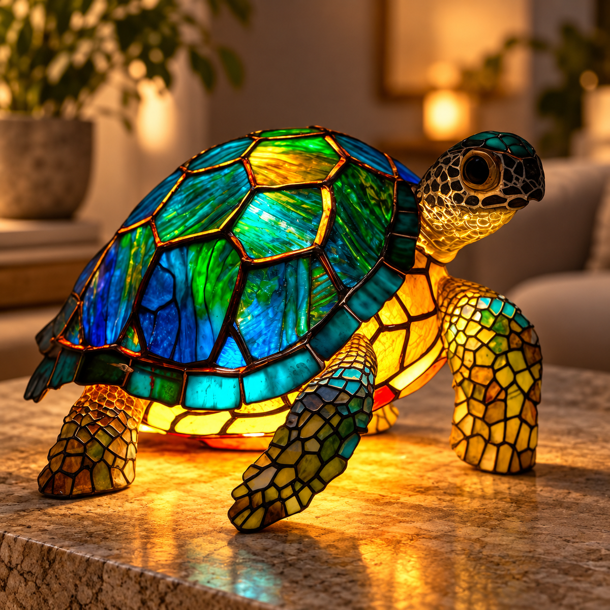 Glass Art Animal Table Lamp Decorative Accent Light