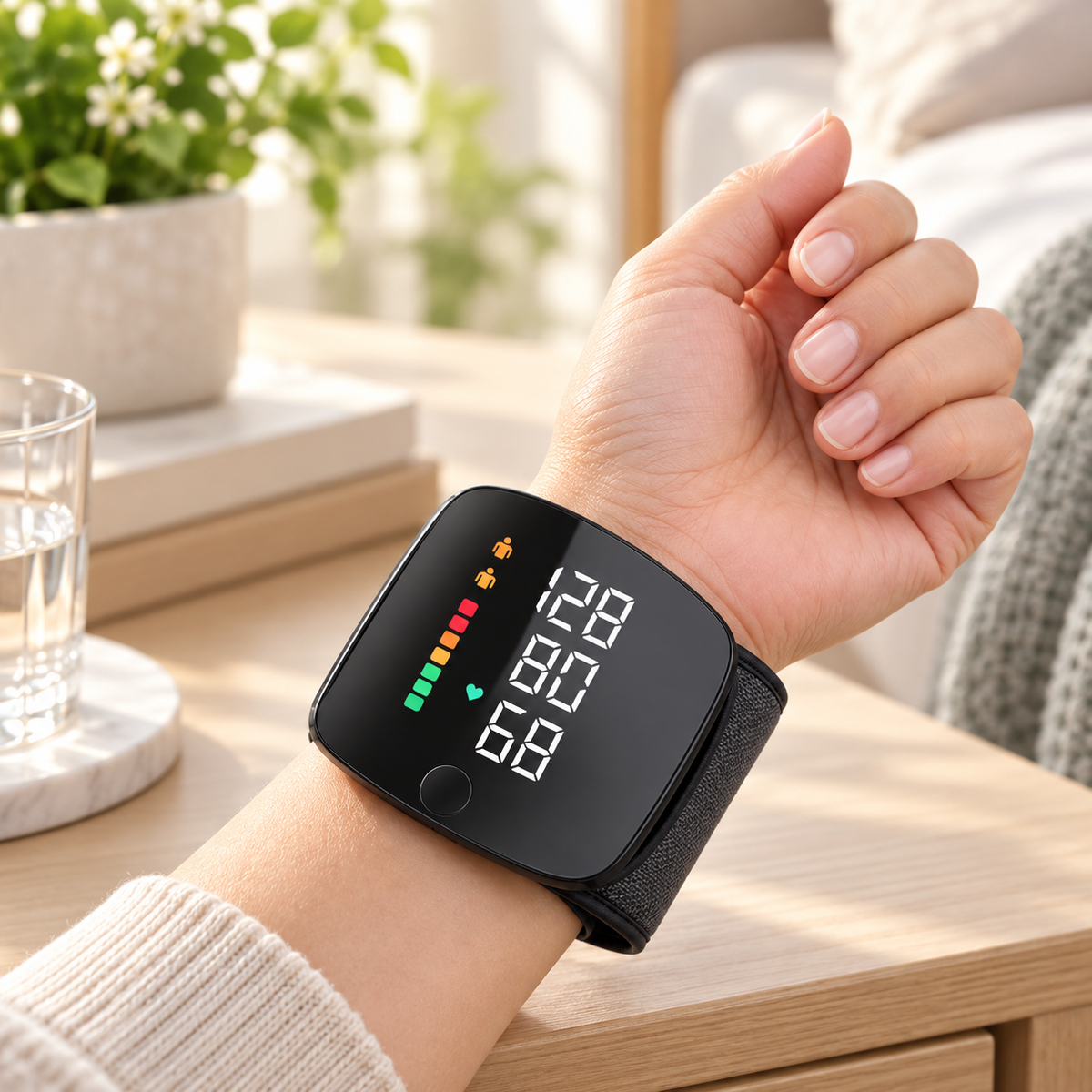Wrist Blood Pressure Monitor Rechargeable with Voice and LCD