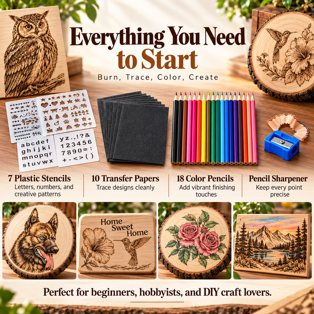 Pyrography Wood Burning Kit Pen Set with Tips for Crafts