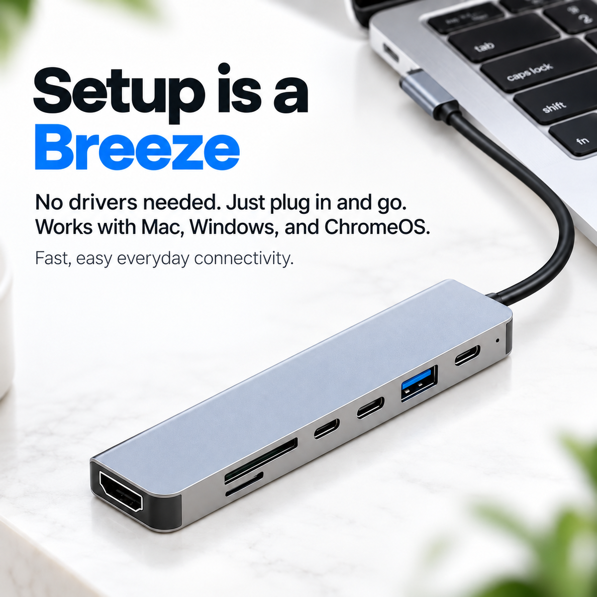 USB C Hub 7 in 1 Multiport Adapter HDMI 4K for MacBook Laptop