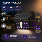 Solar LED Bug Zapper Mosquito Fly Trap Outdoor Insect Killer