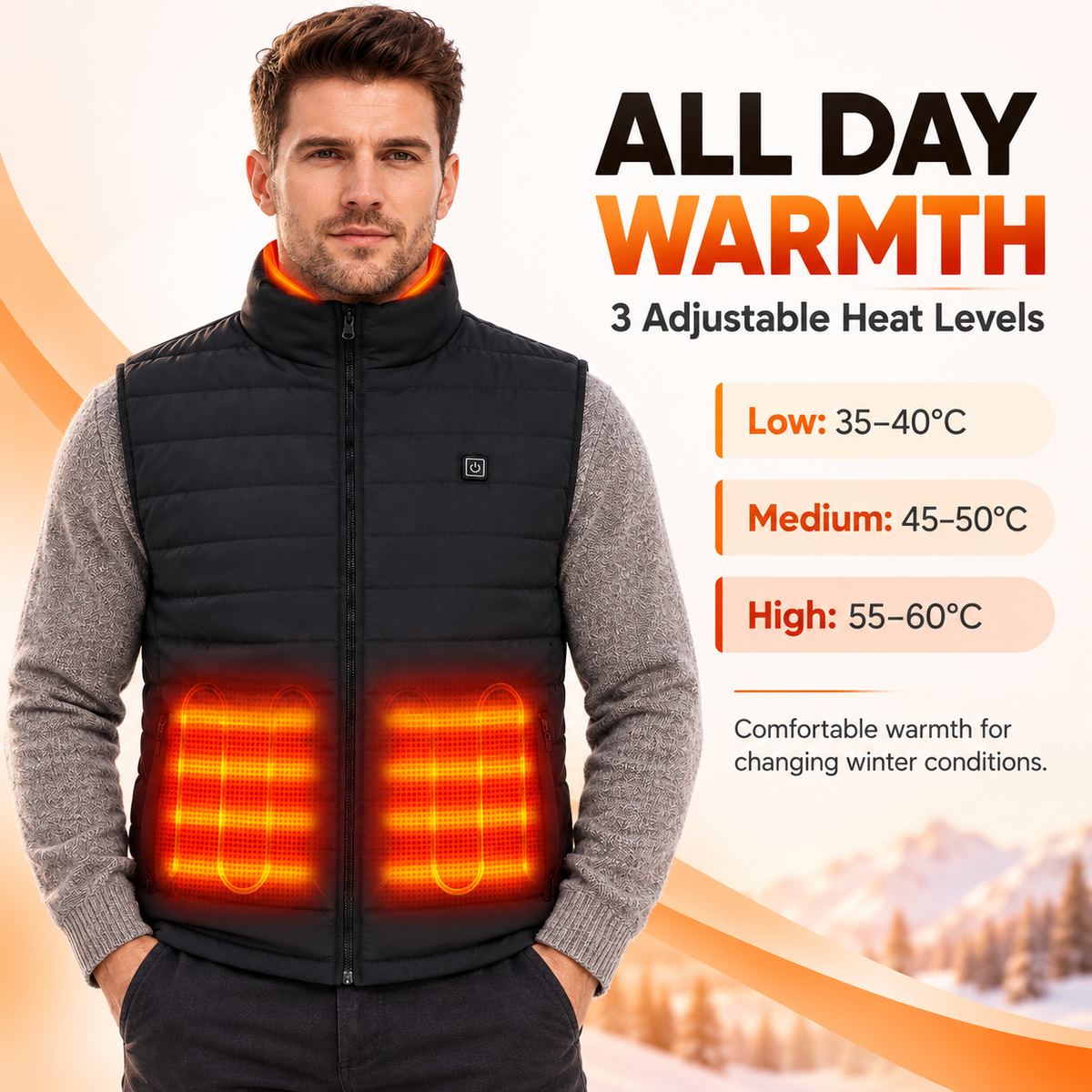 Heated Gilet Lightweight USB Rechargeable Body Warmer Vest