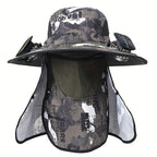 Outdoor Fishing Hat with Dual Solar Fans USB Rechargeable Sunshade