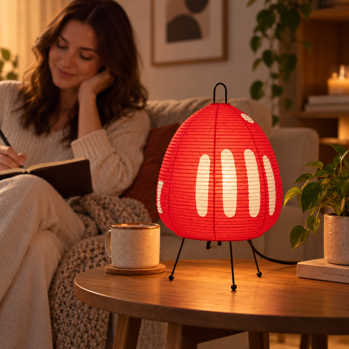 Rice Paper Table Lamp Retro Japanese Design Bedside Light