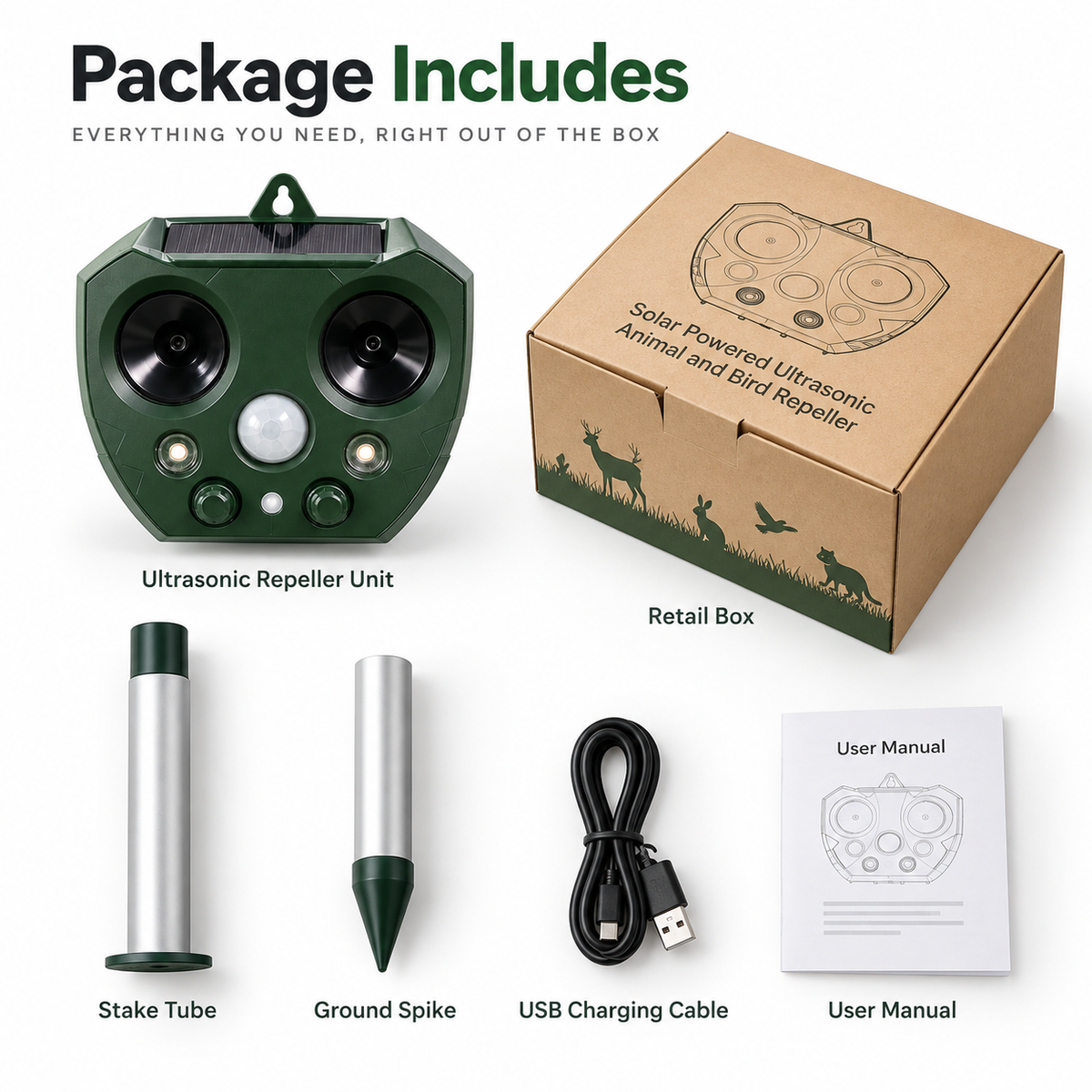 Ultrasonic Bird and Pest Repeller Solar Motion Garden Deterrent