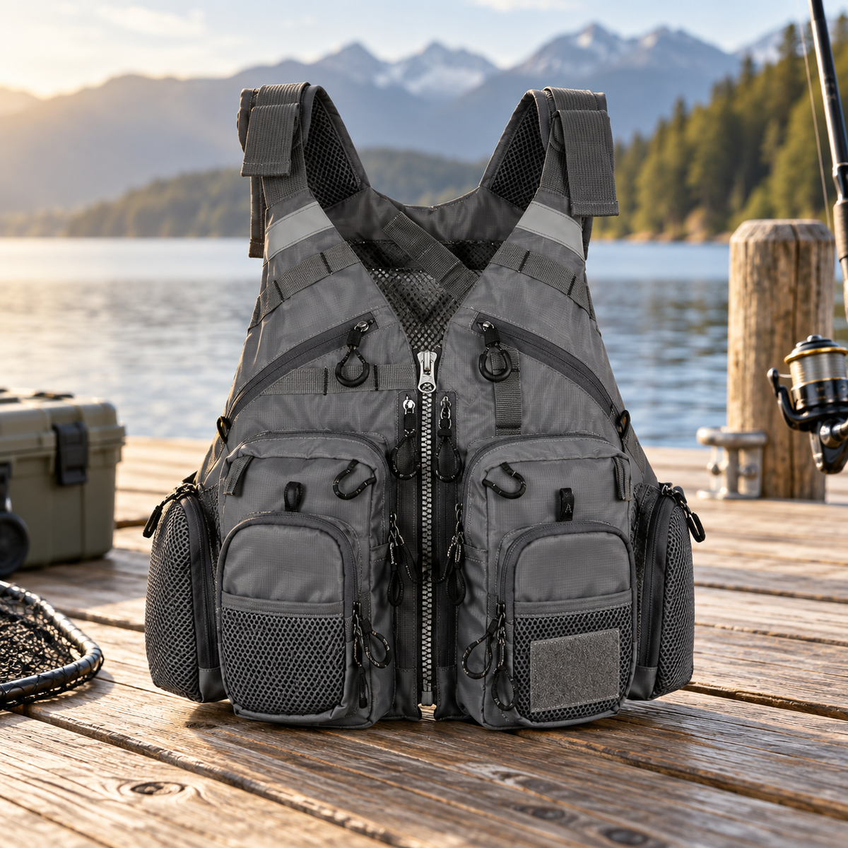 Sport Fishing Life Vest Buoyancy Aid with Multiple Pockets