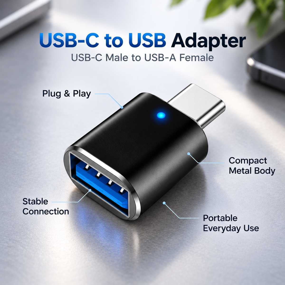OTG Adapter Type C to USB 3.0 and Type C to iOS Connector