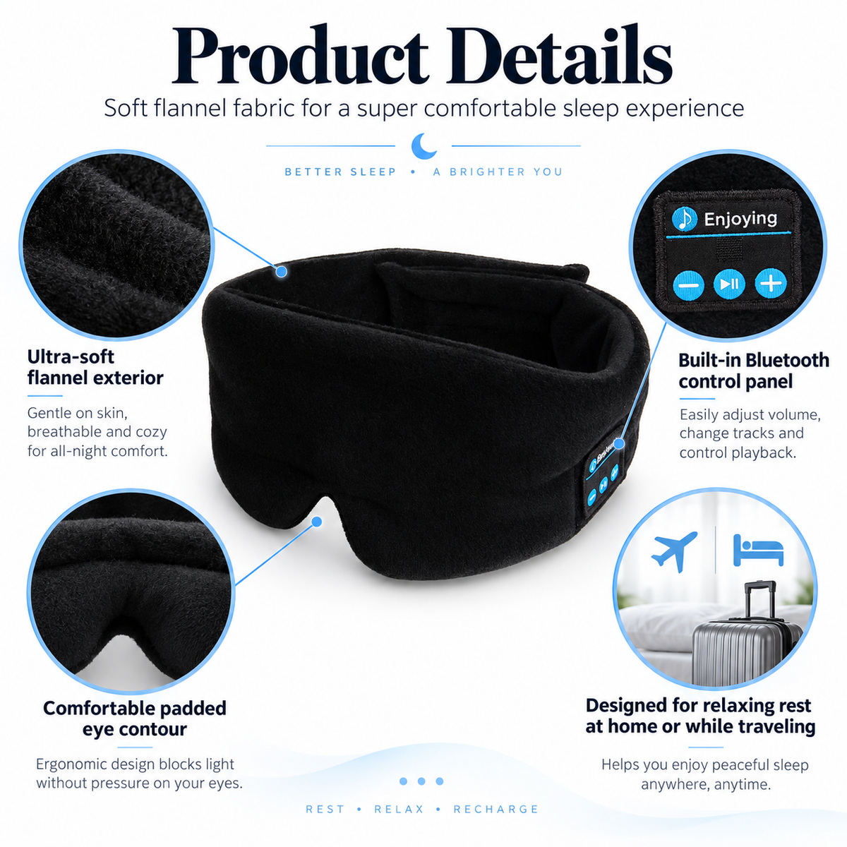 Sleep Headphones Wireless Bluetooth Headband with Speakers for Sleep