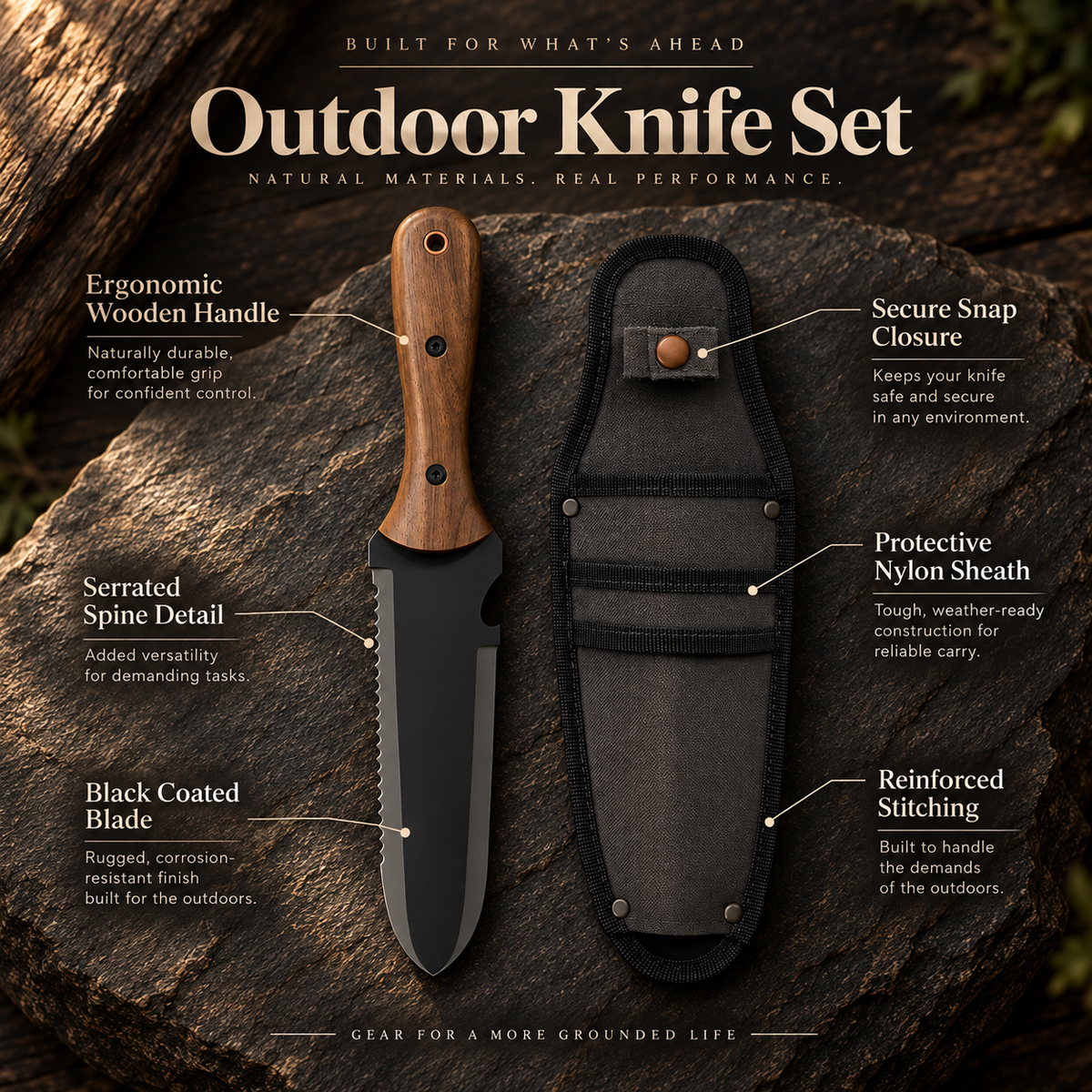 Hori Hori Garden Knife Stainless Steel with Sheath Walnut Handle