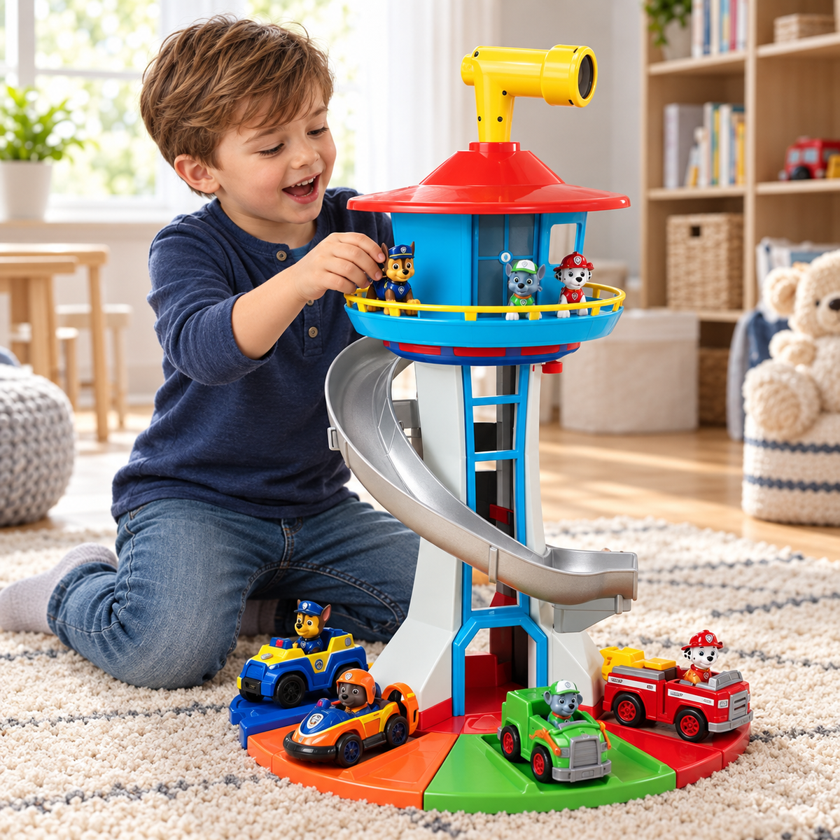 Toy Car Play Tower with Slide Kids Learning Playset