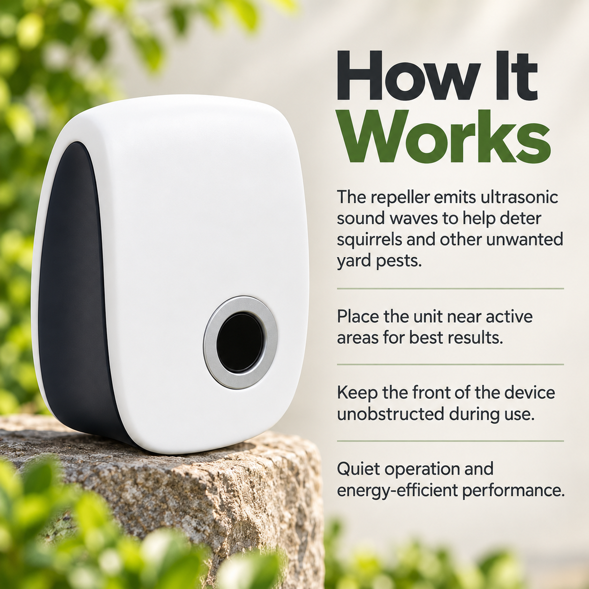 Ultrasonic Squirrel Repeller Garden Pest Deterrent