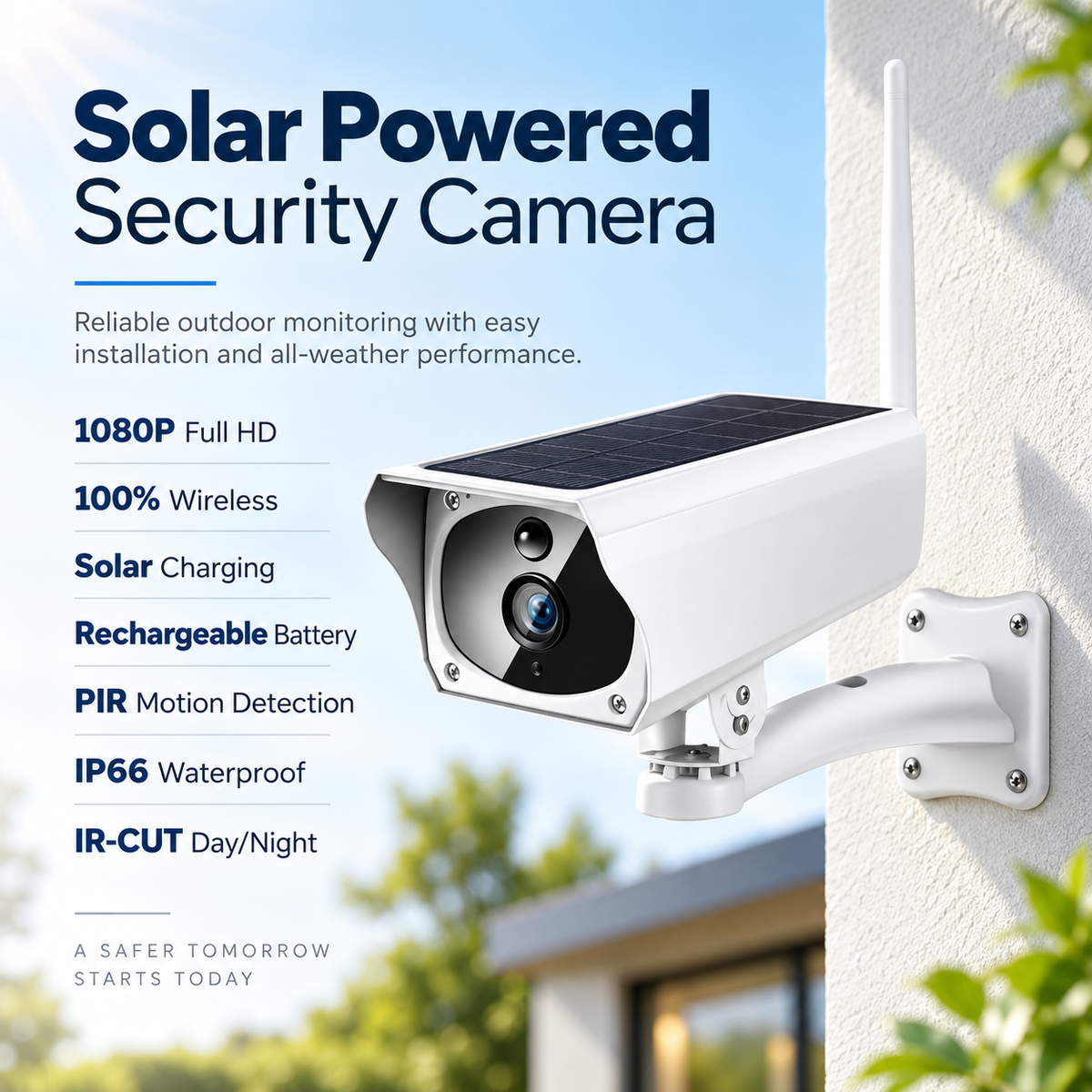 Wireless Solar Security Camera Night Vision Motion Detection