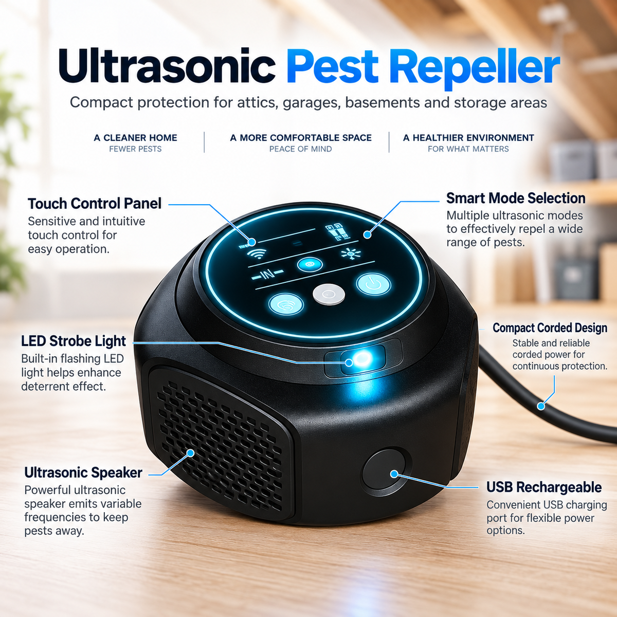 Ultrasonic Bat Repeller Plug In 360 Silent Attic Deterrent