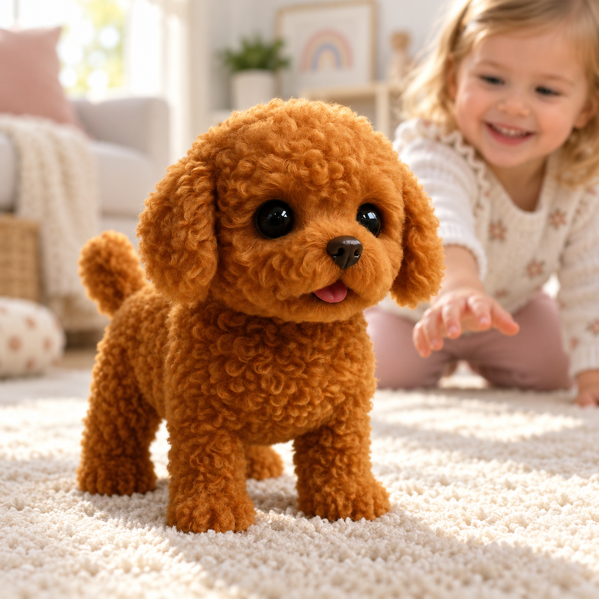 Interactive Plush Dog Toy for Kids Soft Cuddly Companion