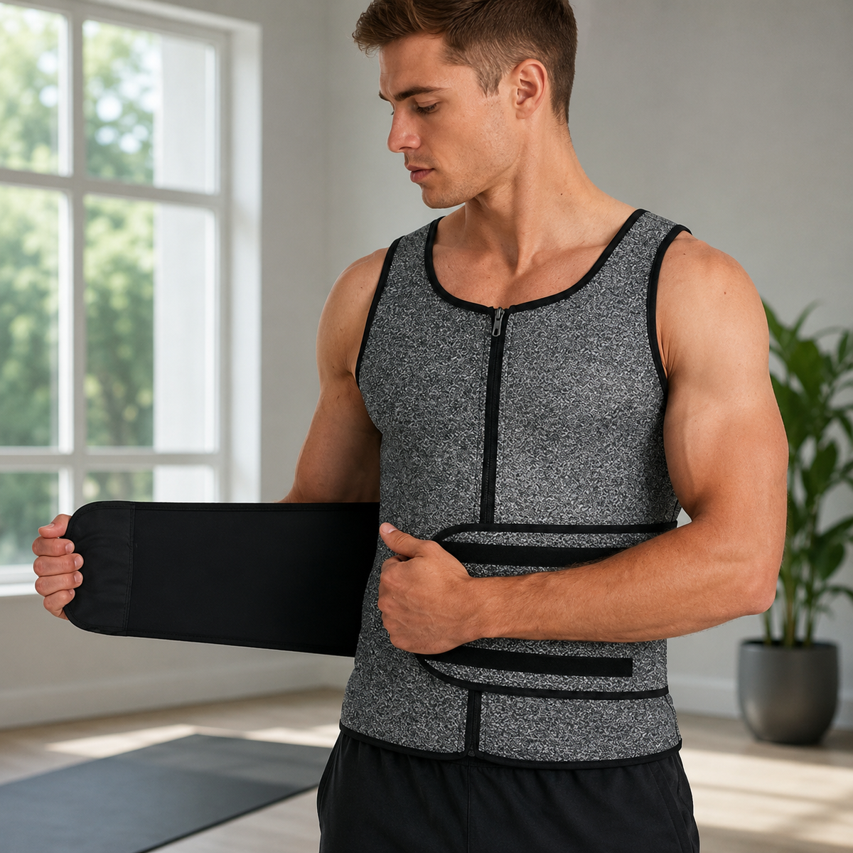 Men's Compression Workout Vest with Adjustable Waist Straps