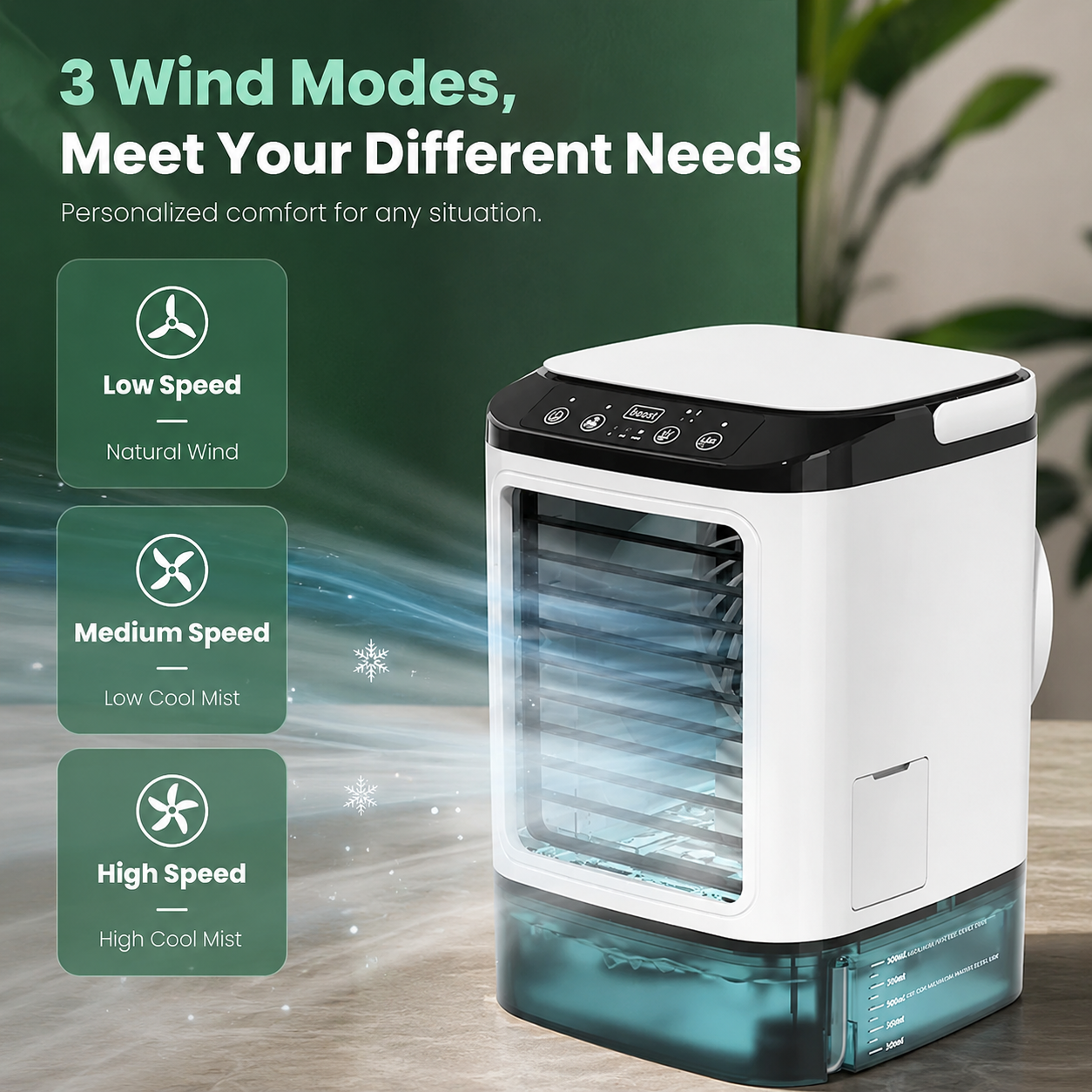 Portable Mini Evaporative Air Cooler Fan Humidifier 900ml