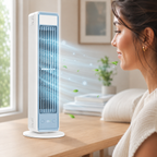 Rechargeable Bladeless Tower Fan, Portable Oscillating Desk Fan with Remote Control