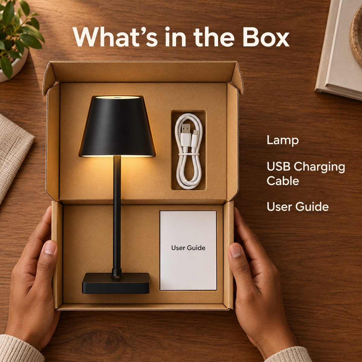 Rechargeable LED Table Lamp Cordless Dimmable for Home Outdoor