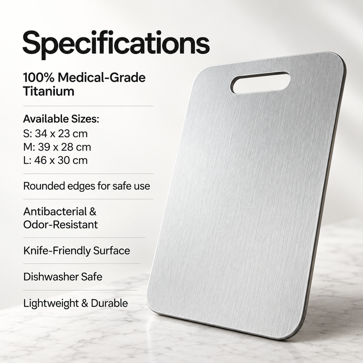 Titanium Cutting Board Durable Non-Porous Chopping Board