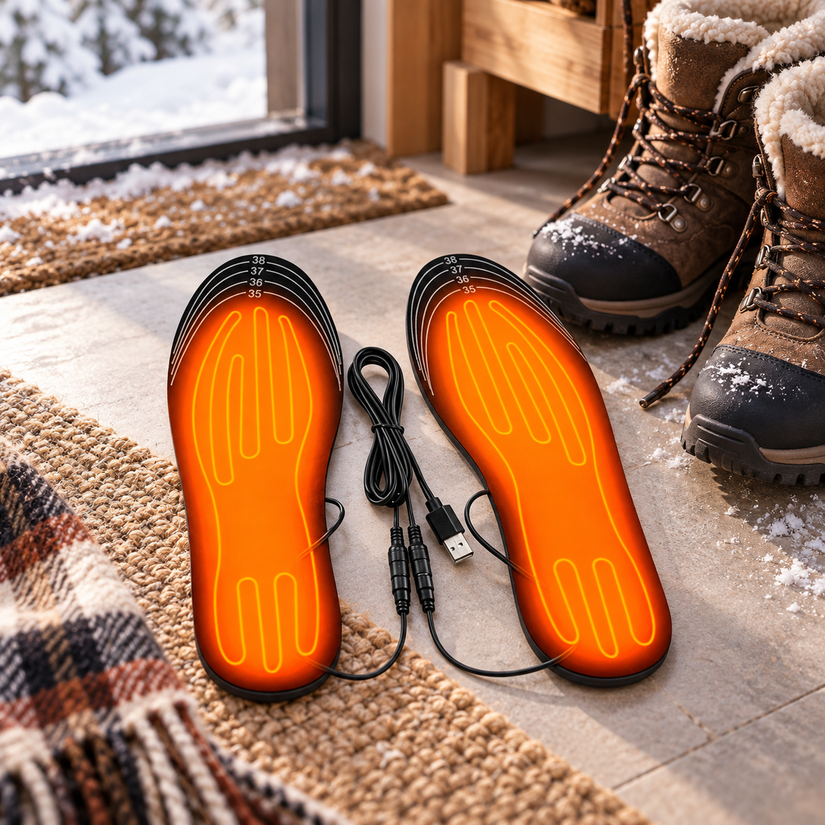 Rechargeable Heated Insoles Thermal Shoe Inserts for Boots