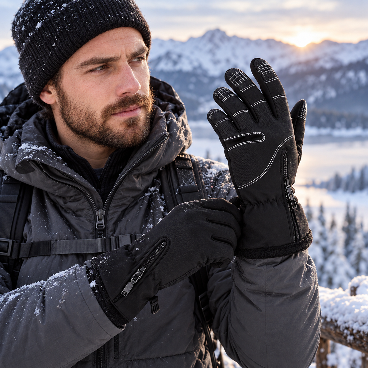 Heated Gloves for Men Waterproof Thermal Winter Touchscreen