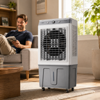Large Evaporative Air Cooler, Portable 35-45L Ice & Water Cooling Fan for Home & Office
