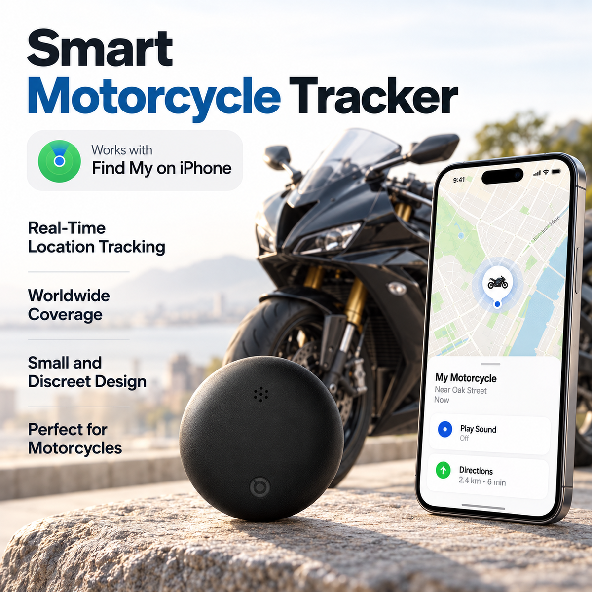 GPS Tracker for Motorcycles No Subscription Real Time Android iOS