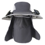Outdoor Fishing Hat with Dual Solar Fans USB Rechargeable Sunshade
