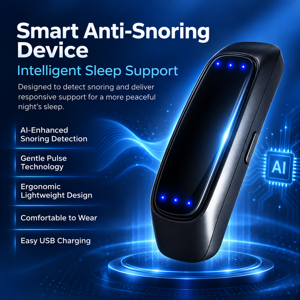 Smart Anti Snoring Device EMS Muscle Stimulator Sleep Aid
