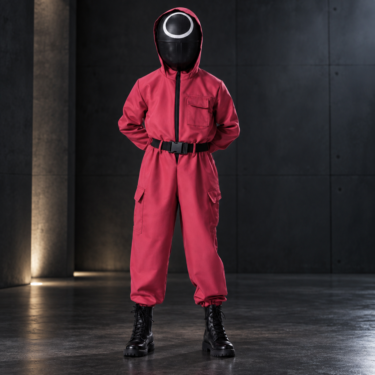 Game Guard Costume Red Jumpsuit with Mask Adult Halloween